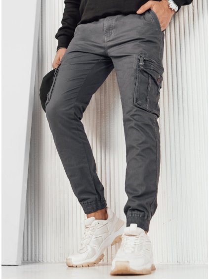 Sivé cargo nohavice