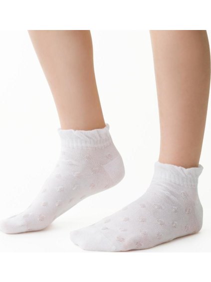 Biele členkové dievčenské ponožky
