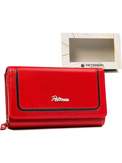 Peterson červená veľká kožená peňaženka Y617