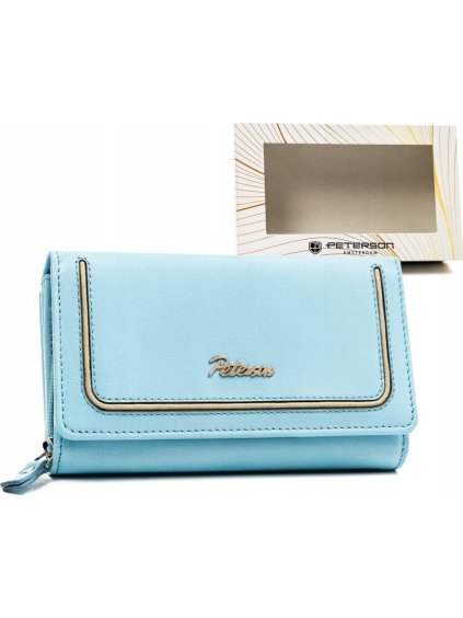Peterson svetlomodrá veľká kožená peňaženka Y615
