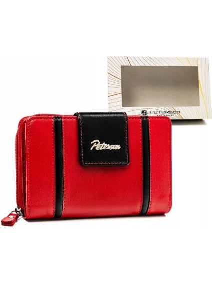 Peterson červeno-čierna dámska kožená peňaženka Y612