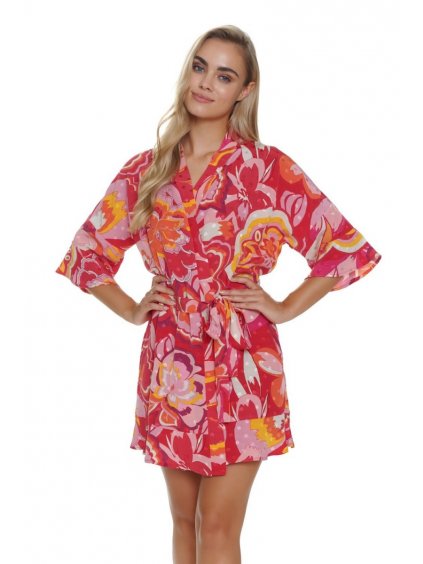 Doctor Nap ružovo-žltý župan s kvetinami