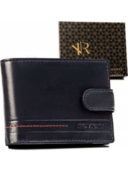 Rovicky Tmavomodrá kožená peňaženka na patentku L201