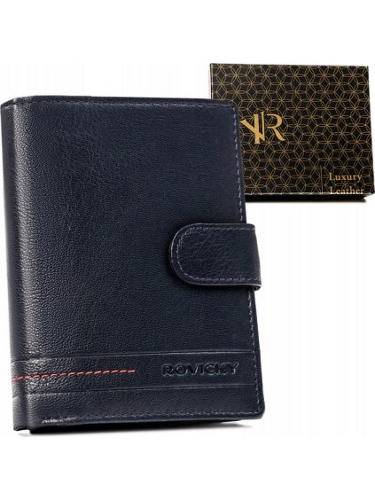 Rovicky Tmavomodrá kožená peňaženka L196