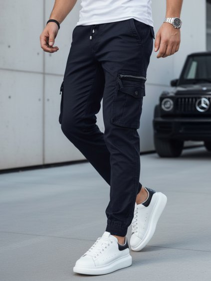 Tmavomodré cargo nohavice