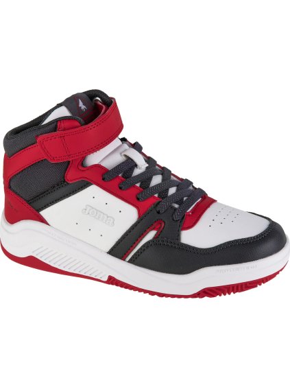 Bielo-červené chlapčenské členkové tenisky Joma Platea Mid Jr 2406