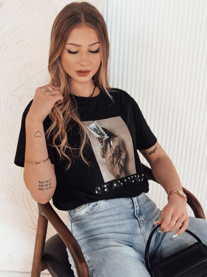 Čierne tričko s potlačou CARSTI