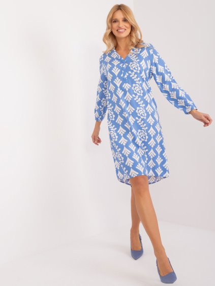 Svetlomodré vzorované mini šaty