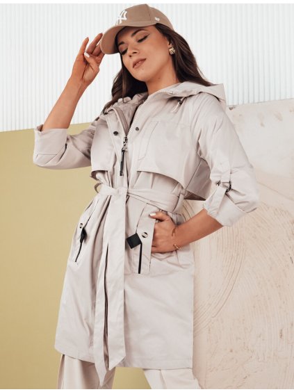 Svetlo béžová štýlová parka s opaskom NOLES