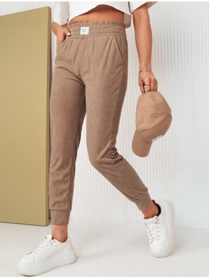 Hnedé menčestrové vypasované tepláky MORSI