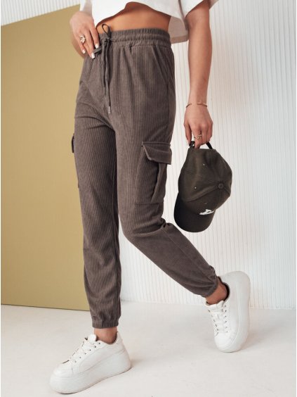 Tmavosivé rebrované tepláky s vreckami FLAYON