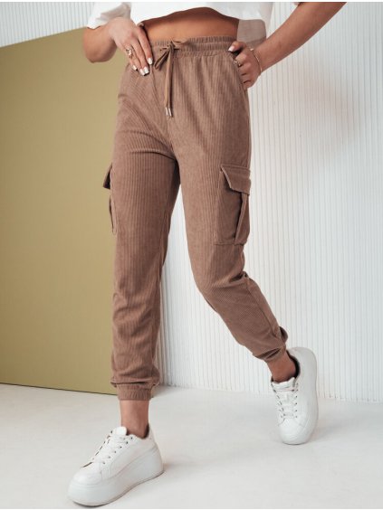 Camel rebrované tepláky s vreckami FLAYON