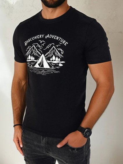 Čierne pánske tričko s potlačou ADVENTURE