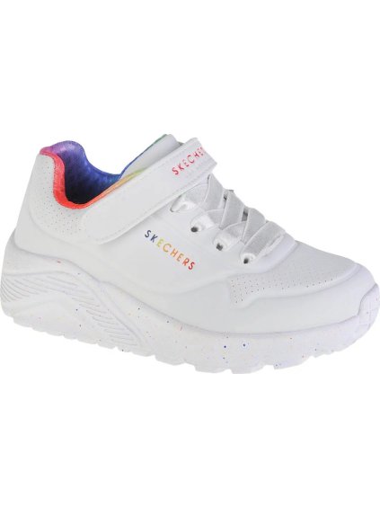 Biele dievčenské tenisky Skechers Uno Lite Rainbow Specks