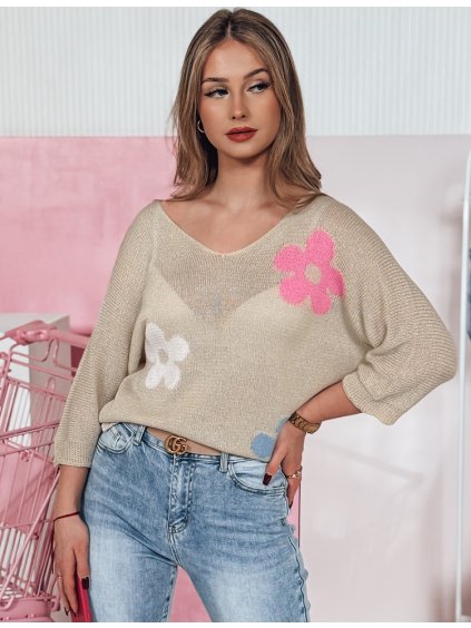 Béžový ľahký svetrík s kvetinami BRIGGI