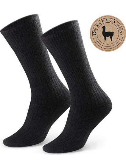 Čierne vysoké ponožky z alpaky