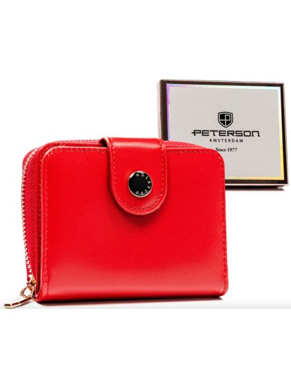 Peterson červená hladká malá peňaženka Y661