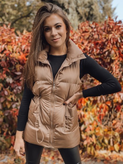 Hnedá dámska prešívaná vesta