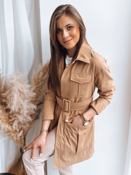 (Veľ. XL) Béžový elegantný jarný kabát VERMONT