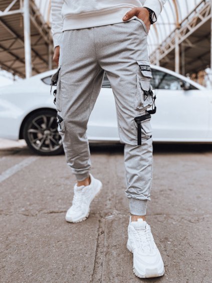 Svetlosivé pánske cargo nohavice