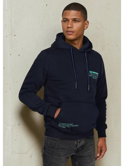 Tmavomodrá mikina s kapucňou