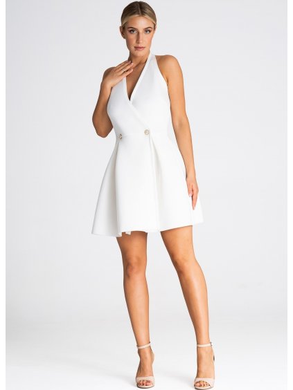 Biele mini šaty s rozšírenou sukňou