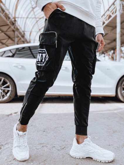 Čierne pánske jogger tepláky s vreckami