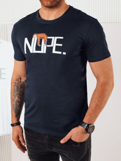 Tmavomodré tričko s nápisom