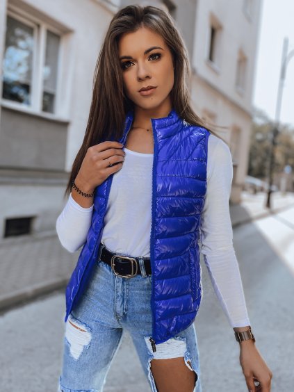 Modrá krátka prešívaná vesta