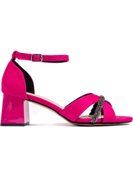 Tmavoružové Semišové sandále na stĺpiku