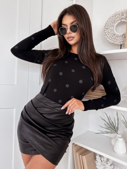 Čierny sveter so šedými bodkami ATHENA