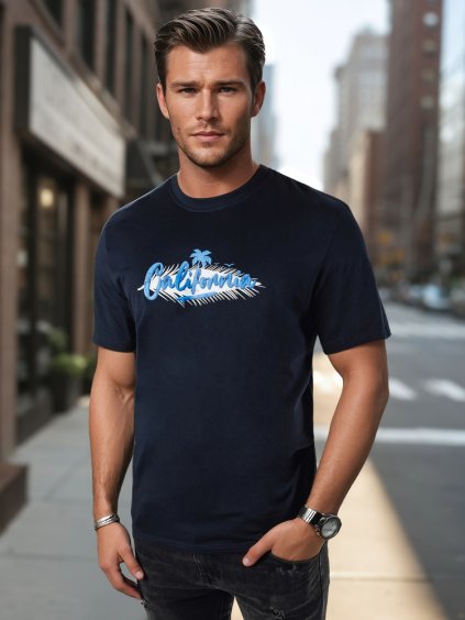 Tmavomodré tričko s potlačou