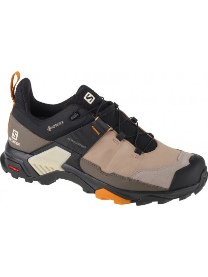 ČIERNO-BÉŽOVÉ KOŽENÉ TURISTICKÉ TOPÁNKY SALOMON X ULTRA 4 LEATHER GTX