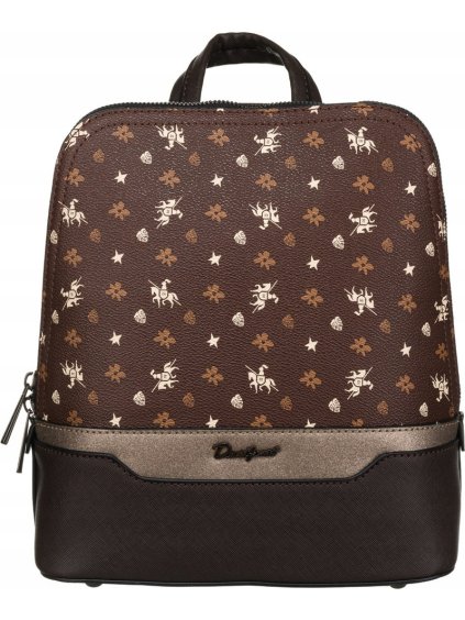 David Jones Tmavohnedý vzorovaný plecniak