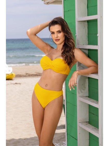 Žlté push-up bikiny s nohavičkami vyššieho strihu Alice (Veľkosť 36)