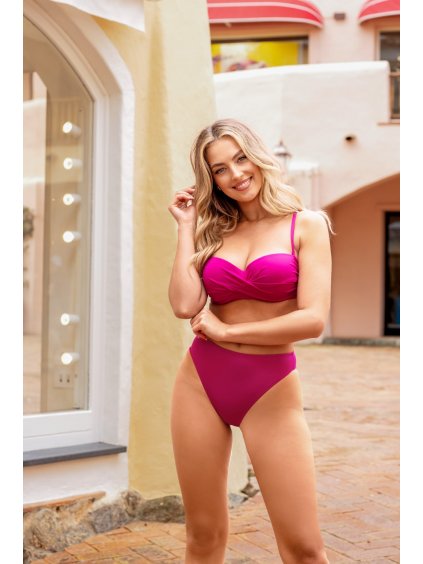 Fuchsiové push-up plavky s nohavičkami vyššieho strihu Alice