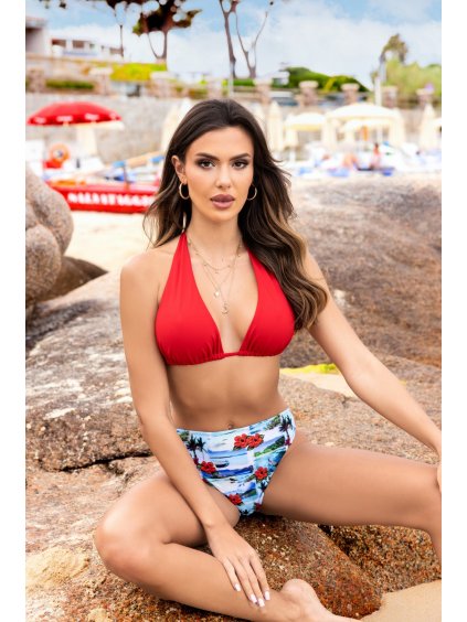 Červeno-modré dvojdielne vzorované bikiny Olivia