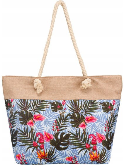 Svetlomodrá vzorovaná plážová taška