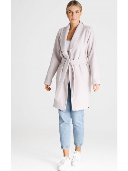 Svetlobéžový kabát s pásikom