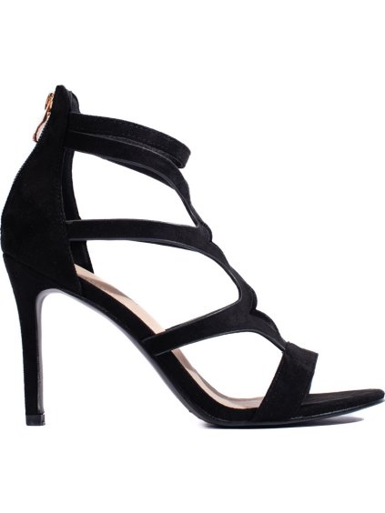 Čierne sandále na ihličkovom podpätku