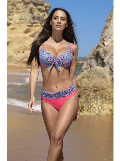 Ružovo-modré vzorované push-up bikiny Vera