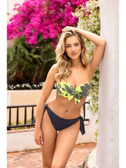 ŽLTO-ČIERNE VZOROVANÉ PUSH-UP BIKINY ARUBA