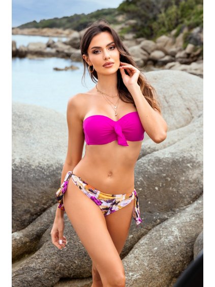 Fuchsiové vzorované push-up bikiny Aruba