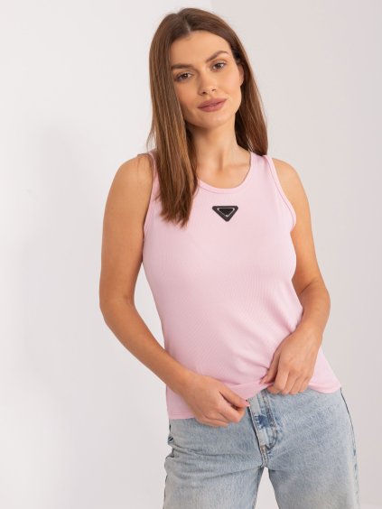 Svetloružový basic rebrovaný top