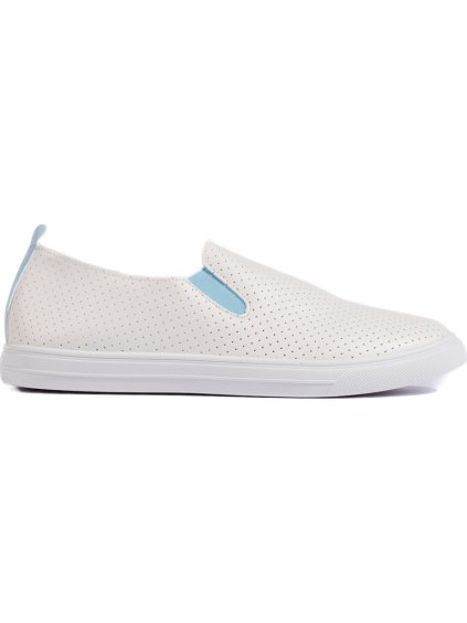 Biele dierované slip on tenisky