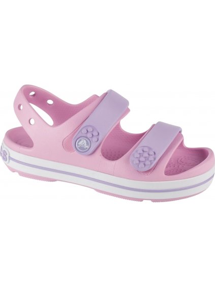 Svetloružové dievčenské sandále Crocs Crocband Cruiser Sandal K