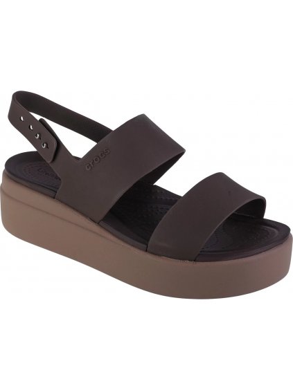 HNEDÉ SANDÁLE NA PLATFORME CROCS BROOKLYN LOW WEDGE