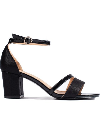 Čierne páskové elegantné sandále na podpätku