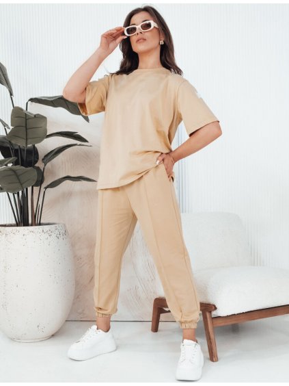 Béžová súprava trička a teplákov RIZNA