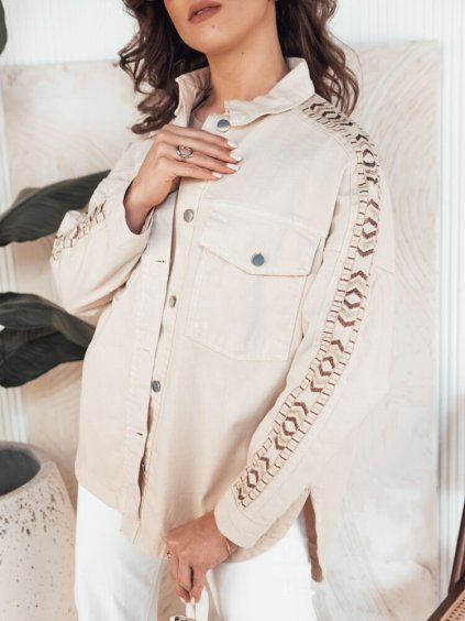Béžová košeľová bunda s výšivkou DALALIS